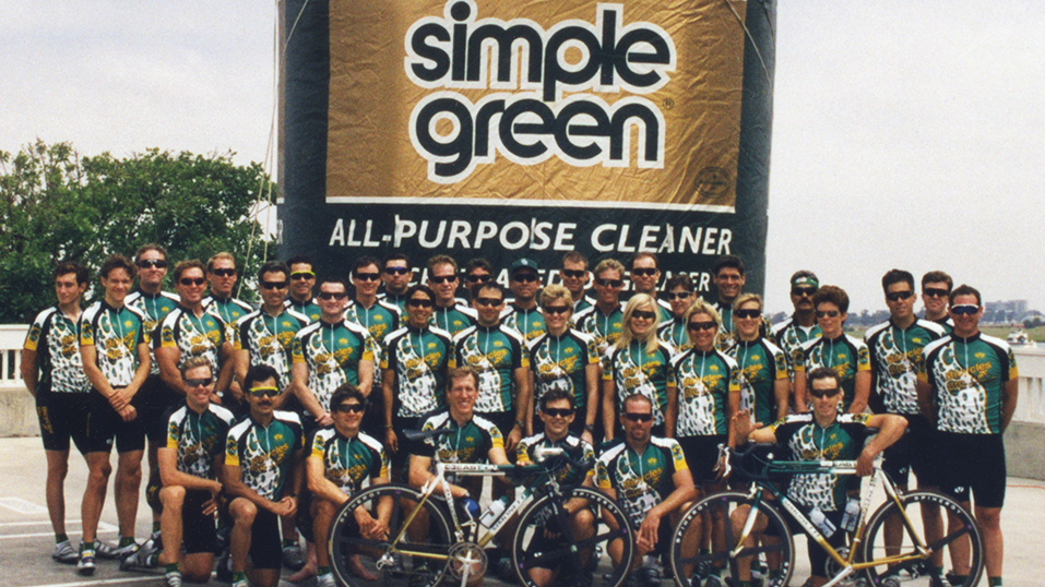1998: Simple Green sponsors competitive cycling team Cycles Veloce. Learn more <a target=_blank href=http://cyclesveloce.com>here.</a>